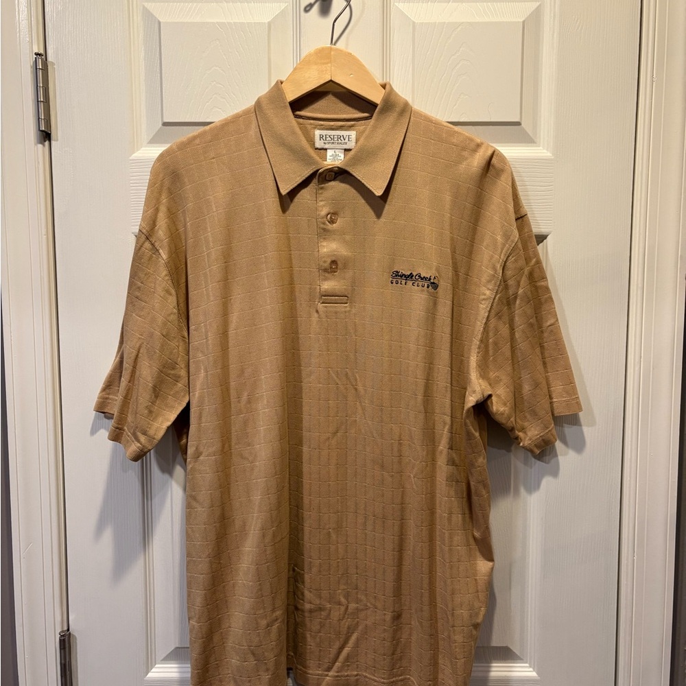 Reserved Men's Polo Shirt in Tan with Subtle Check
